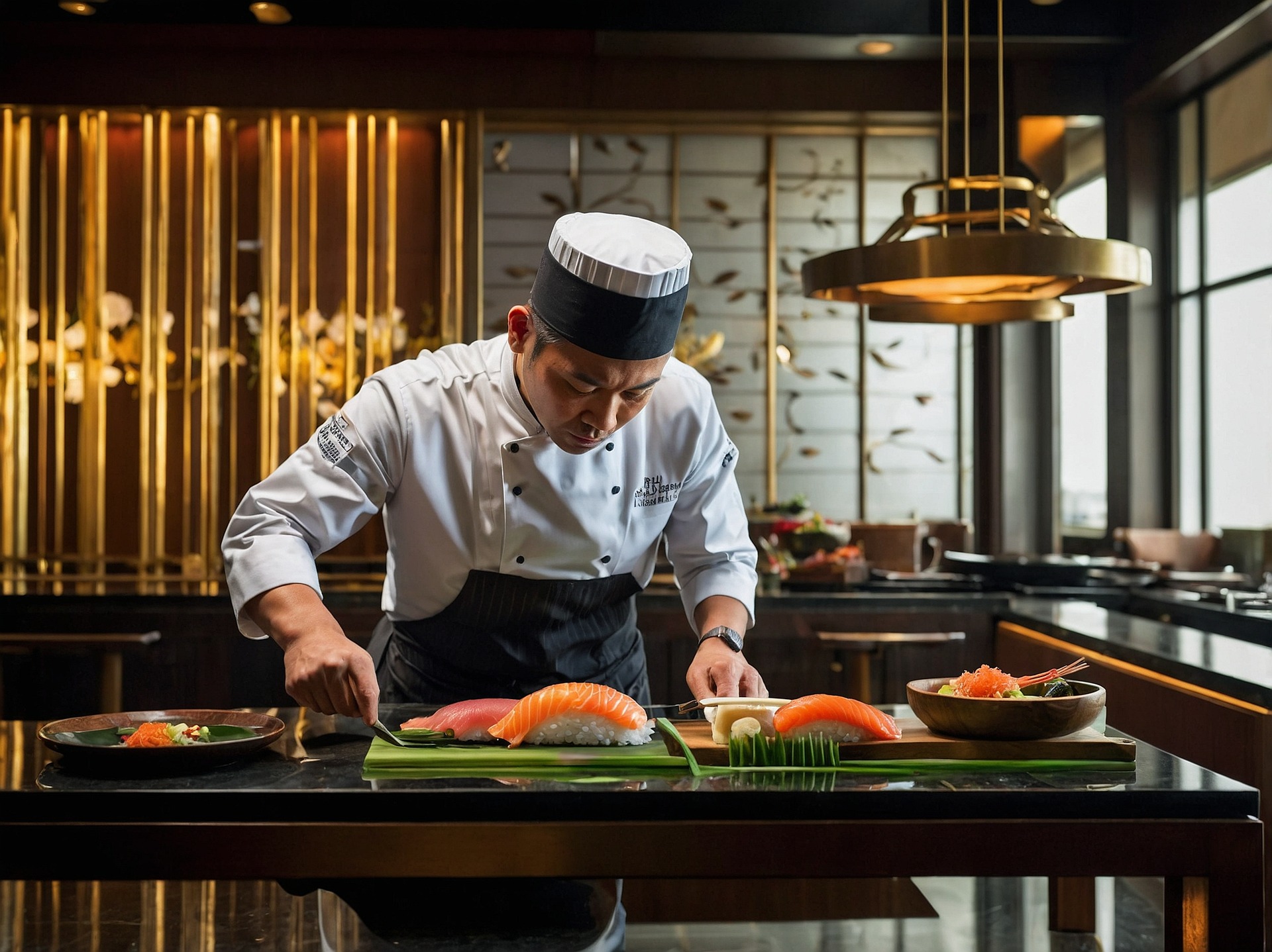 A chef cooking in a Restaurant